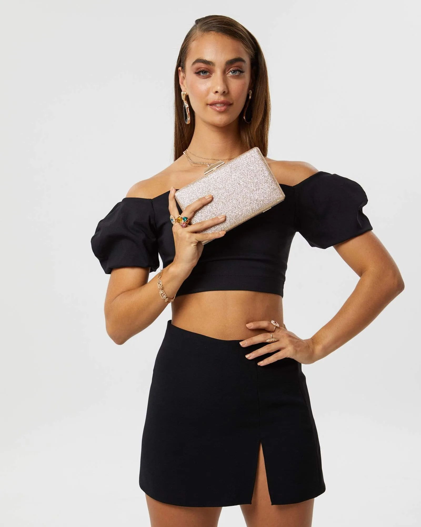 Gold Julia Hardcase Clutch Bag